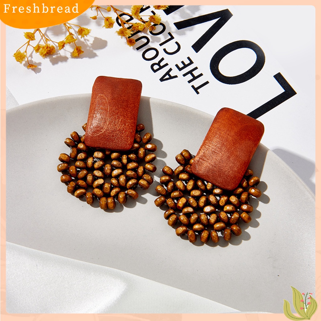 &lt; Freshbread &gt; 1pasang Anting Wanita Berongga Keluar Bulat Perhiasan Manik-Manik Berlebihan Earrings Untuk Liburan