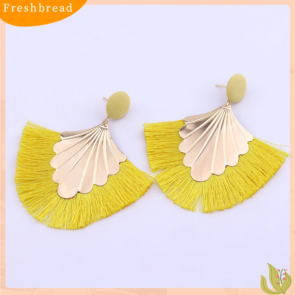 < Freshbread > 1pasang Wanita Kreatif Bohemia Berpohon Bentuk Kipas Menjuntai Anting Perhiasan Hadiah Untuk Pesta