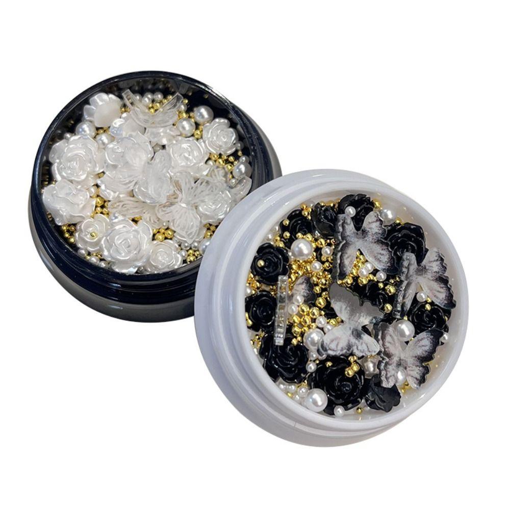 AUGUSTINA Agustinina Aksesoris Kuku Diy Butterfly Resin Steel Ball Nail Art Dekorasi