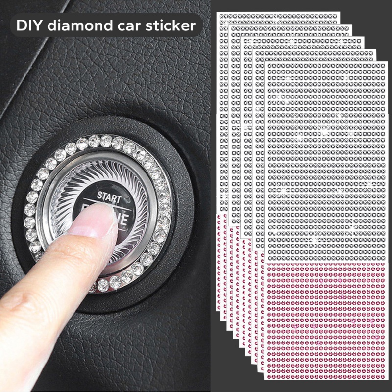 Univesal Mobil DIY Self-adhesive Shiny Rhinestone Stiker Dekorasi Dashboard Blingling Sparkle Decals Auto Interior Aksesoris