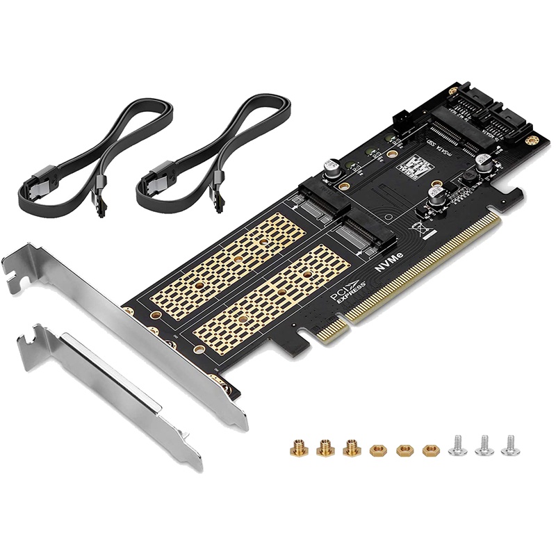 M.2 NVMe SSD NGFF To PCIE 3.0 X16 Adapter M Kunci B MSATA PCI Expansion SATA 3in1 Converter Riser