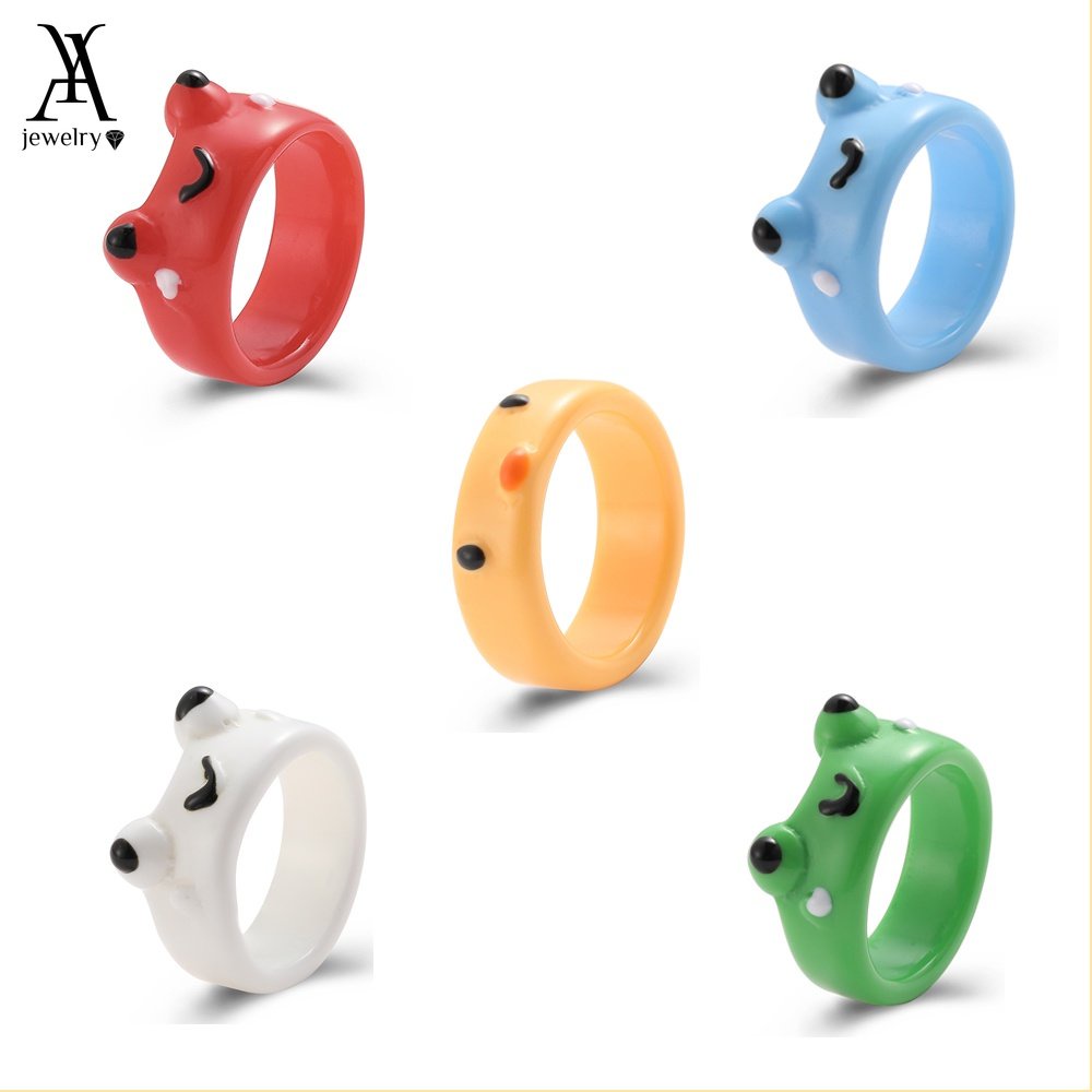 AY(CN) Colorful Frog Chick Ring Cute Animal Resin Rings for Women Accessories Jewelry