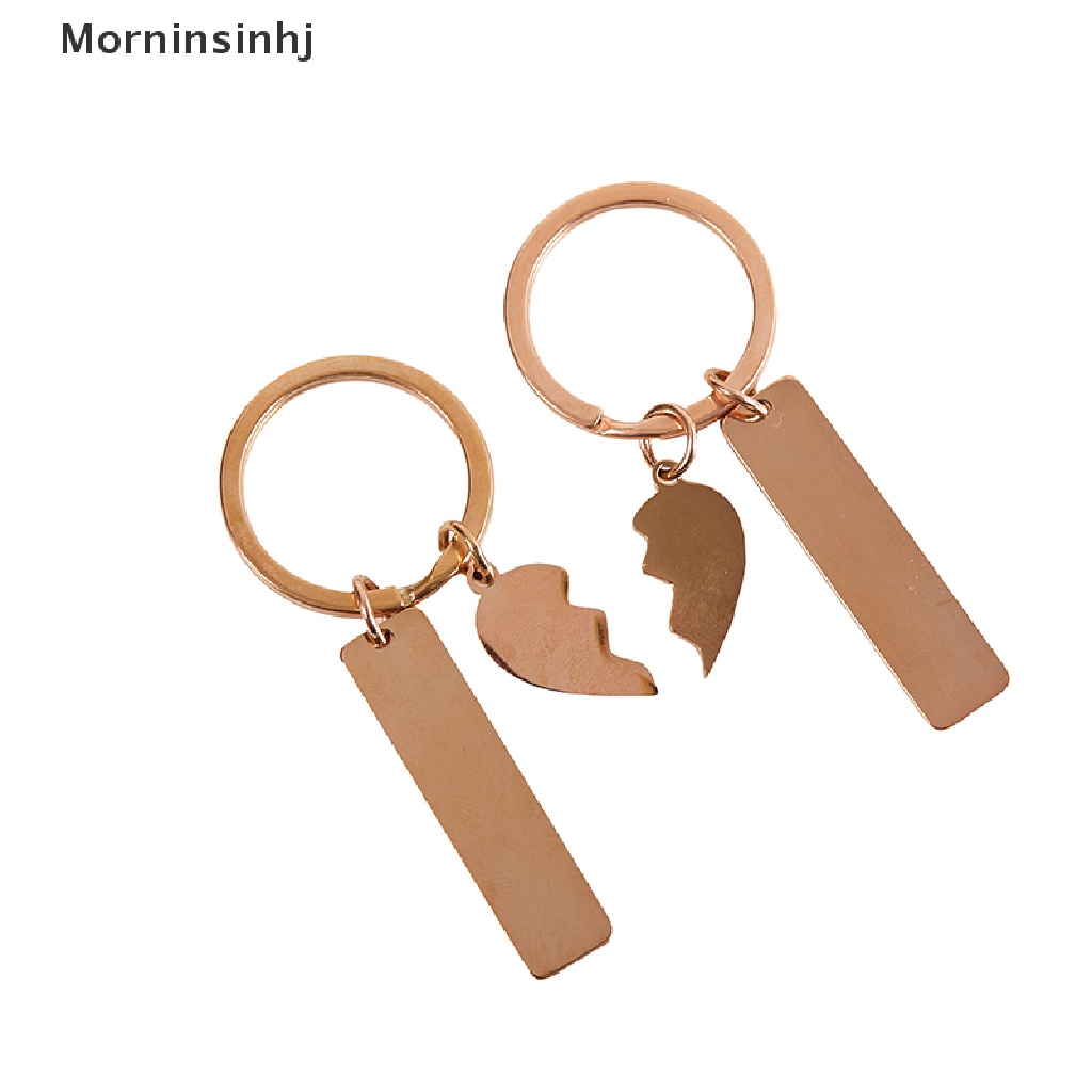 Mornin 2PCS Stainless Steel Puzzle Keychain Splice Love Gantungan Kunci Untuk Mengukir Logam Jig Keychain Tinggi Dipoles Cermin Dipoles id