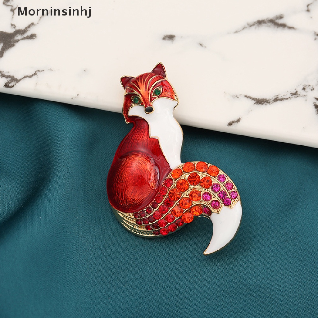 Mornin Vintage Berlian Imitasi Enamel Fox Bros Temperamen Kepribadian Multi-Warna Bros Logam Hewan Korsase Kerah Pin Syal Tas Pakaian Perhiasan Hadiah id