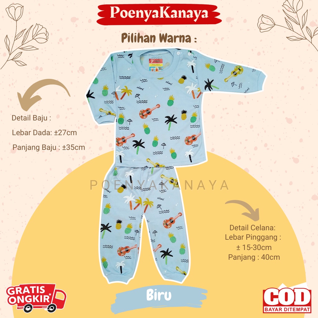 Setelan Baju Bayi Piyama Bayi Panjang GITAR WARNA Viori Size 3-12 Bulan SPY115