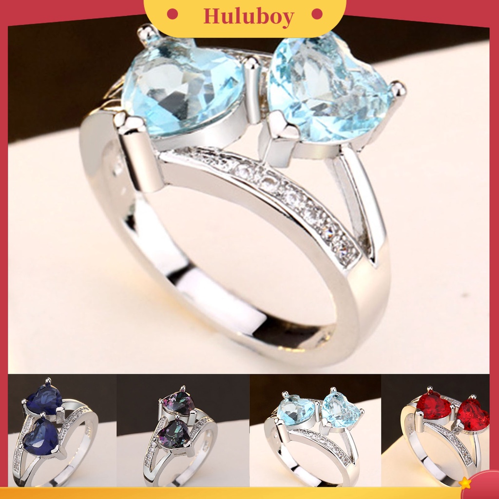 {Ready Stock} Cincin Alloy Portable Ringan Dekorasi Jari Logam Kecil Cinta Bentuk Hati Cincin Tunangan Untuk Wanita