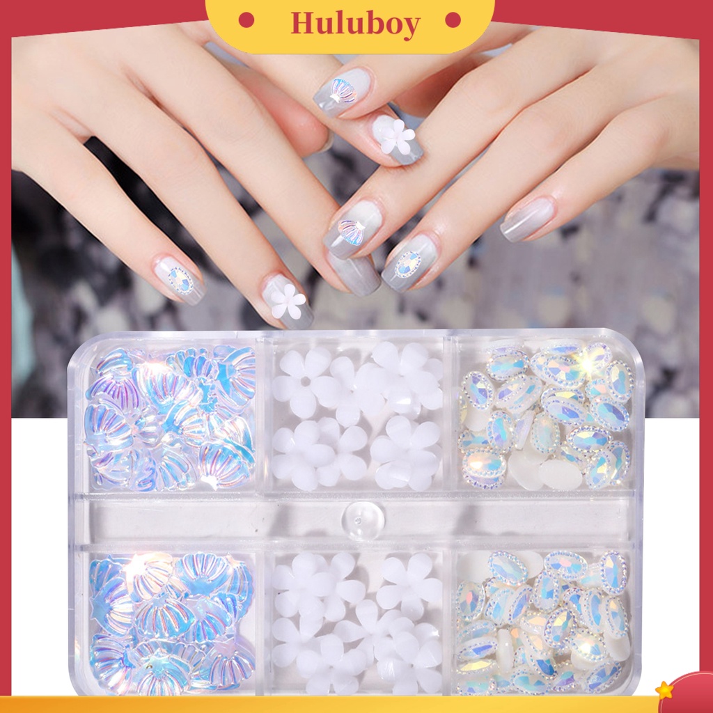{In Stock} 1kotak Dekorasi Kuku Warna Hidup Indah Mengkilap Efek Visual Bentuk Campur Pertunjukan Pesona Unik Plastik 3D Nail Art Perhiasan DIY Desain Manicure Perlengkapan Kuku
