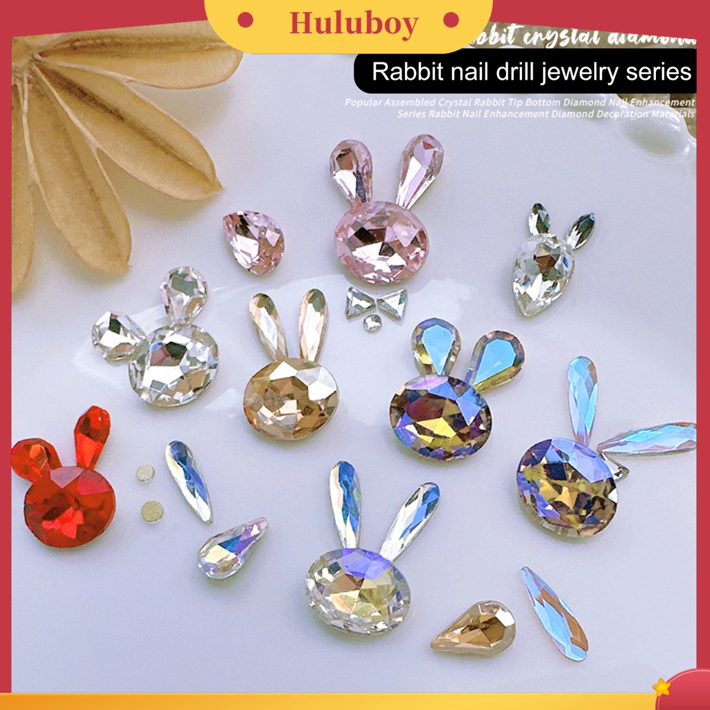 {In Stock} 6Pcs Nail Art Decor Bersinar Tidak Jatuh Tiga Dimensi Kristal Imitasi DIY Gloss Nail Patchwork Bunny Nail Rhinestones Manicure Store Supply