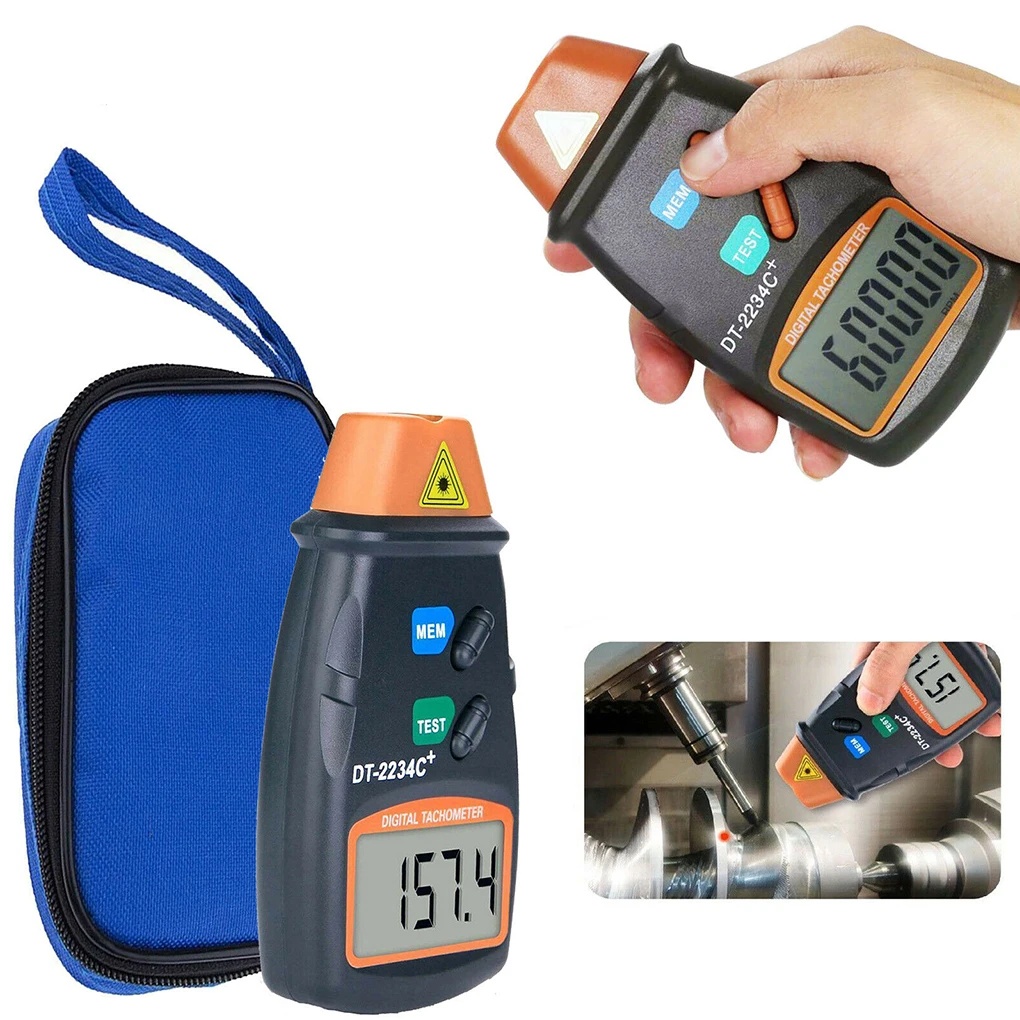 DT2234C+ Tachometer LCD Digital Laser Tachometer RPM Measure Tool With Bag