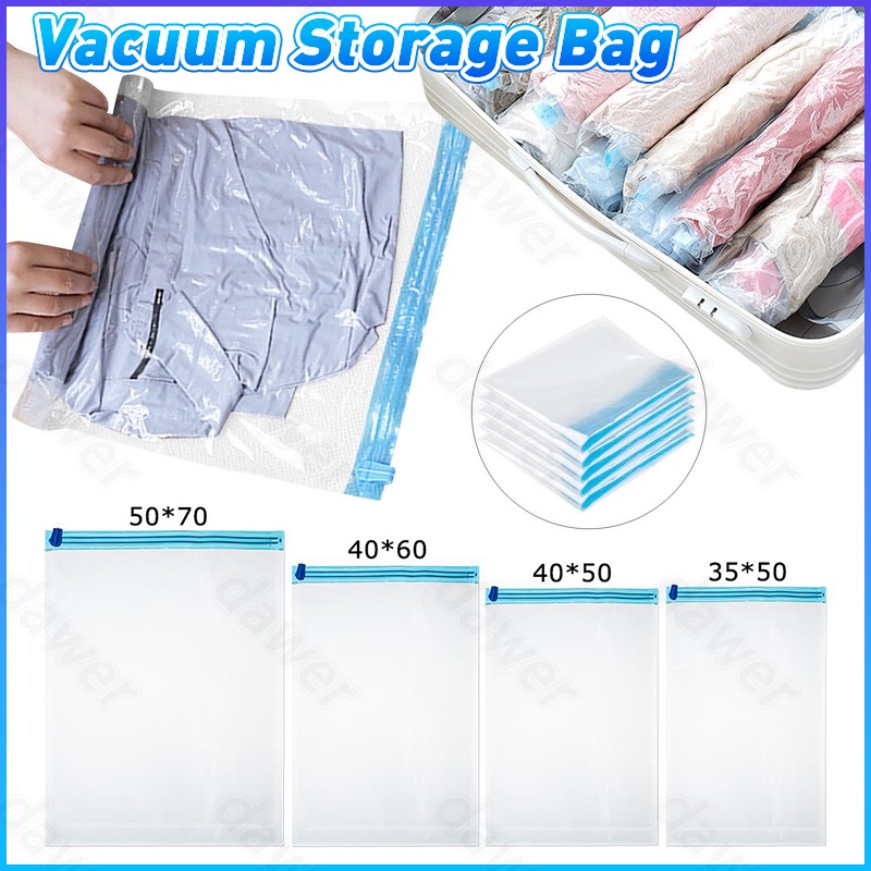 Vacuum Bag Transparan Untuk Pakaian Quilt Selimut Closet Travel Tas Penyimpanan Pakaian Hemat Ruang Organizer Vacuum Compression Bag