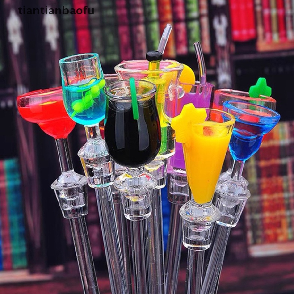 [tiantianbaofu] 10 Pcs 23 cm Pengadukan Akrilik Dapur Jus Pesta Cocktail Minuman Mixer Stick Butik