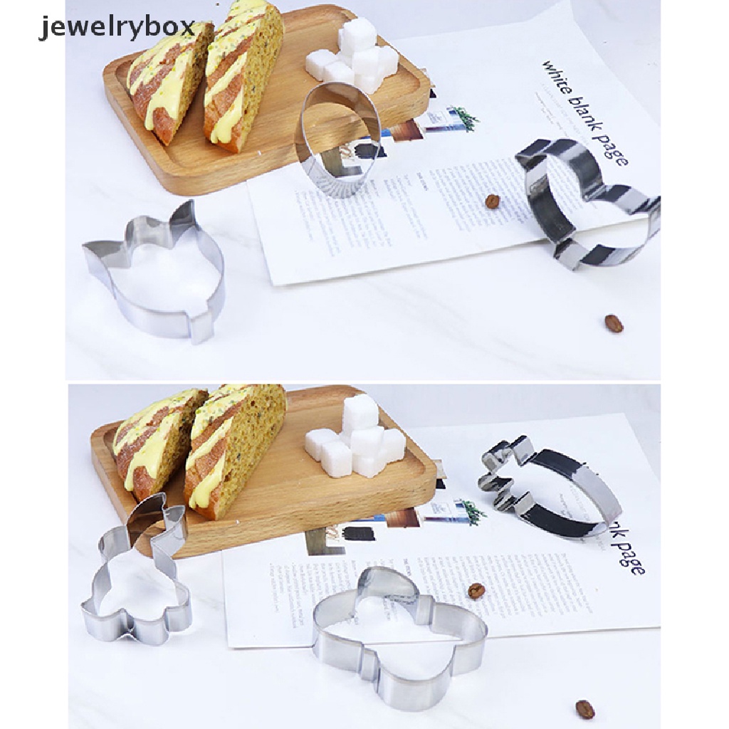 [jewelrybox] 6 Pcs Stainless Steel Paskah Cookie Pemotong Wortel Kelinci Telur Perangko Cetakan Butik