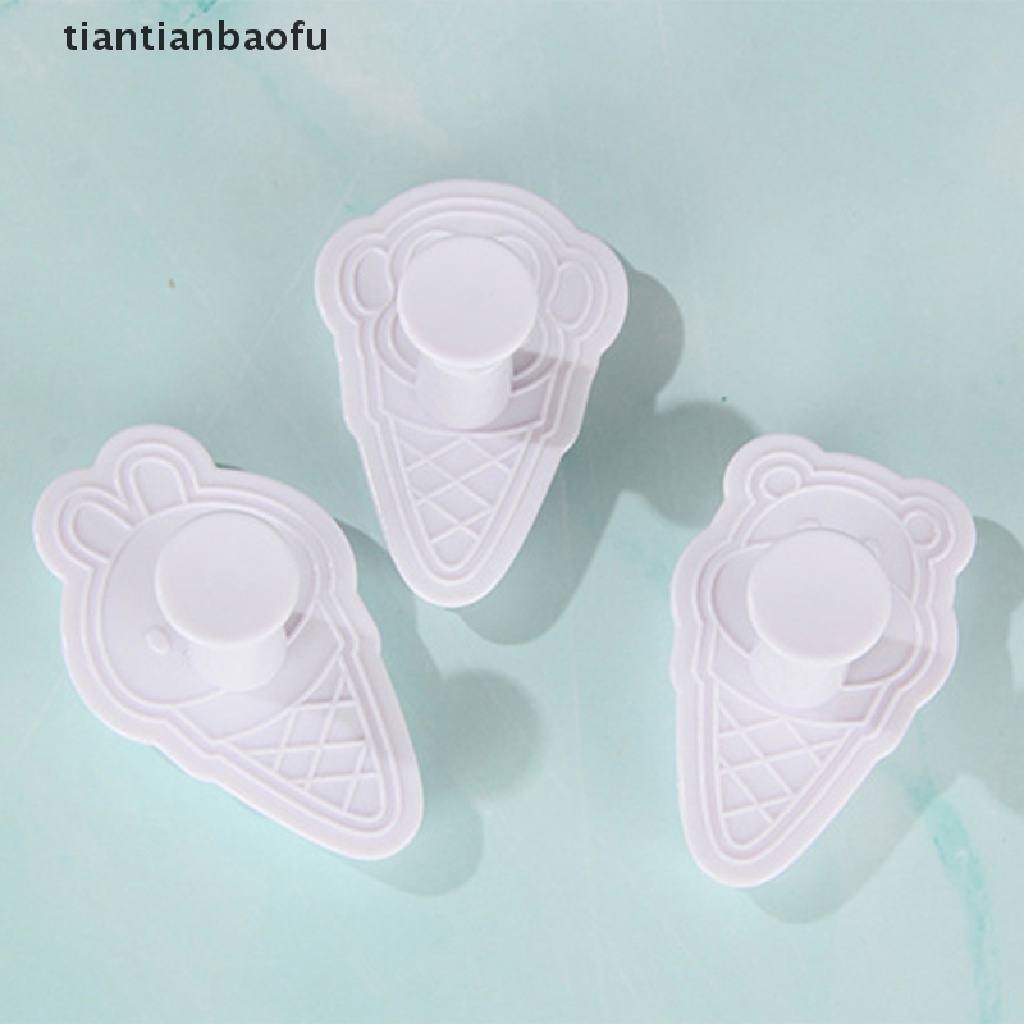 [tiantianbaofu] 3pcs/set Cetakan Es Krim Hewan Cookie Cutter Fondant Kue Decorag Tools Butik