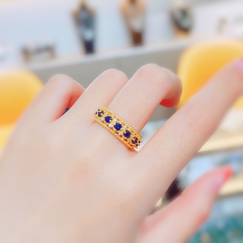 Goldkingdom Fashion Perhiasan Aksesoris Ready Stock Itali Vintage Gaya Pengadilan Renda Kerajinan Set Set Set Cincin Ekor Cincin Biru Spinel Set Berlian Terbuka Cincin Perempuan