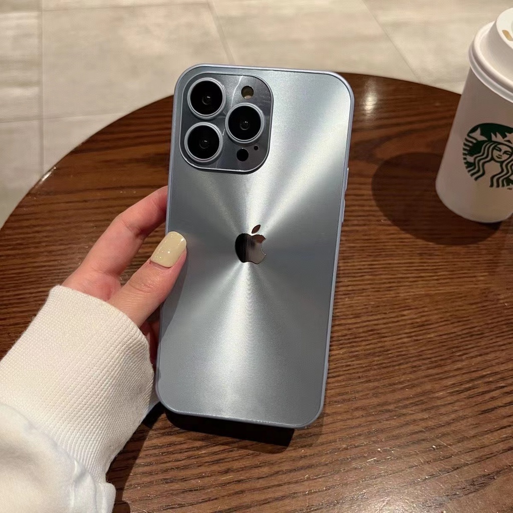 IPHONE Baru Laser Shiny Gold Scrub Ultrathin Self Filled Lens Film Shockproof Casing Ponsel Untuk Iphone14 13 12 11 Pro Max