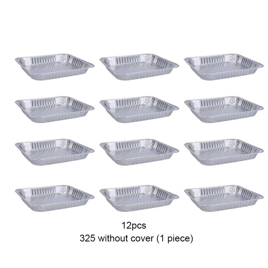 12pcs Wadah Makanan Aluminium Foil Sekali Pakai Persegi Panjang Packing Kotak Multi Guna Takeaway Memasak Liners Microwave