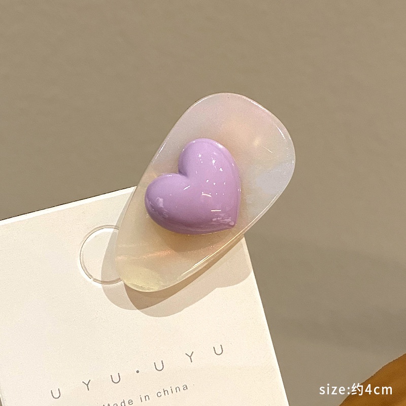 Creamy Purple Hair Clip Poni Jepit Samping Depan Dahi Hair Card Duckbill Sepasang
