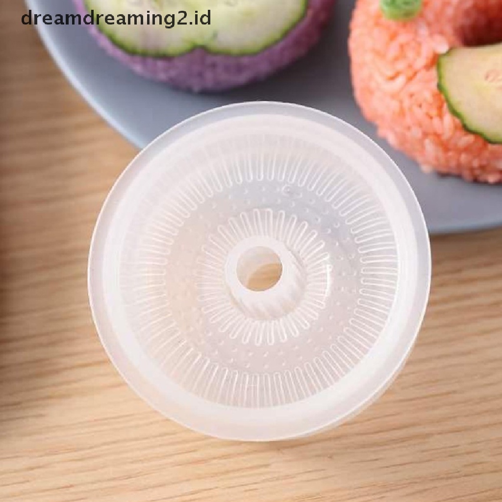 (hot) 2pcs Pembuat Bentuk Donat Sushi Kreatif Rice Ball Mold Home Non-Stick Rice Mold//