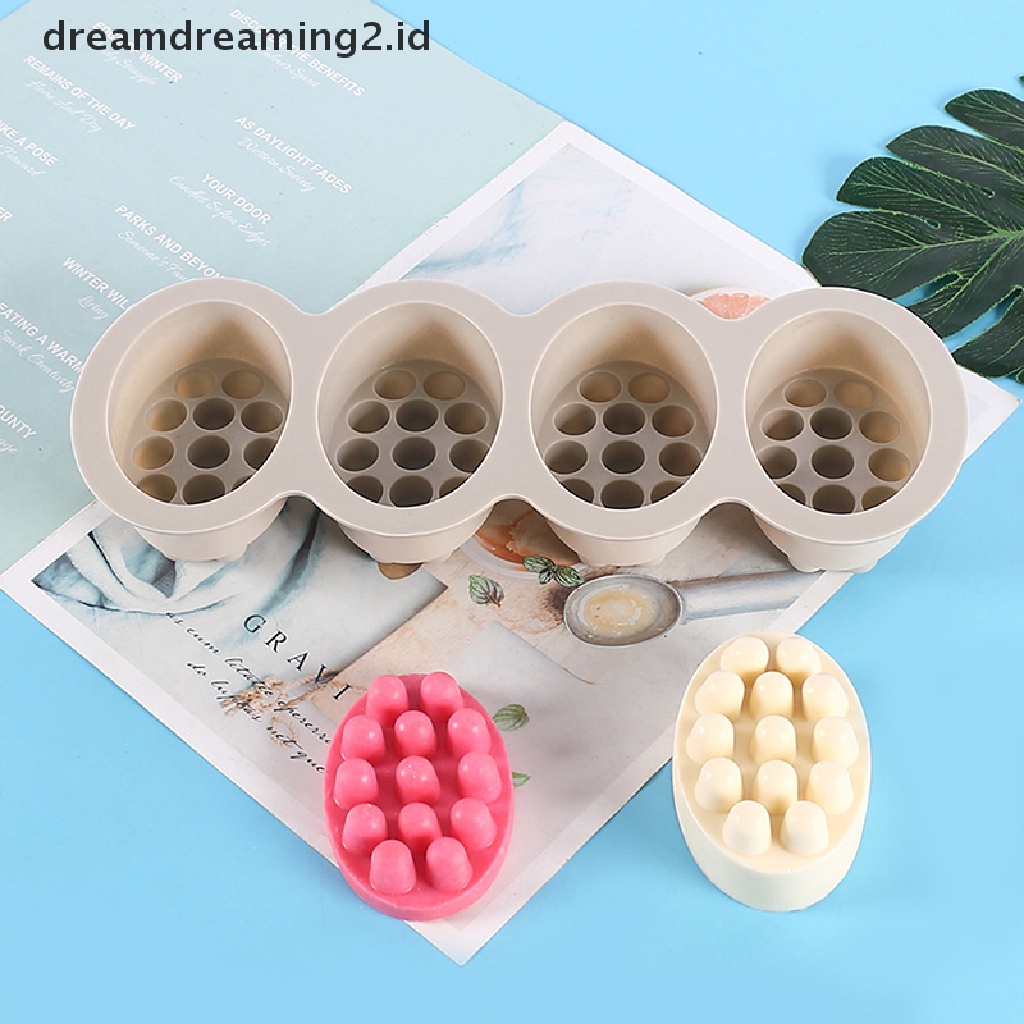 (hot) Cetakan Silikon Sabun Handmade 3D DIY Resin Bentuk Oval Massage Soaps Kerajinan Tangan//