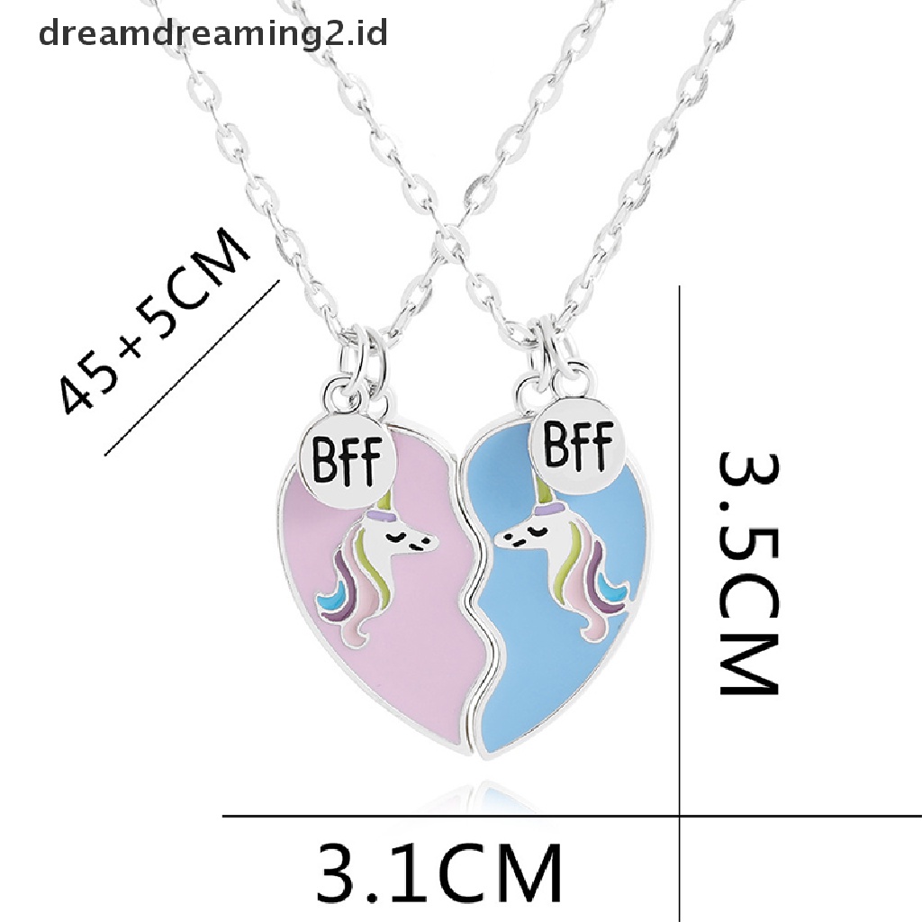 (hot) Kalung Best Friends Pecah 2pcs Kalung Persahabatan Jahitan Cinta Unicorn//