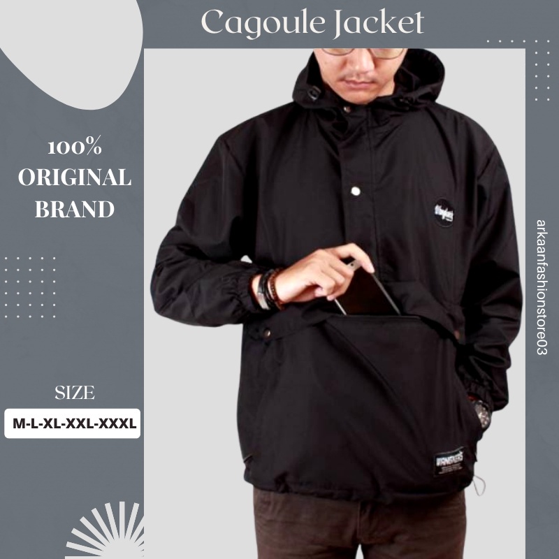NEW  AKN Jaket Cagoule Pria Simple / Jaket Pria Polos Outdoor Kantong Doraemon Original Wangkers Big