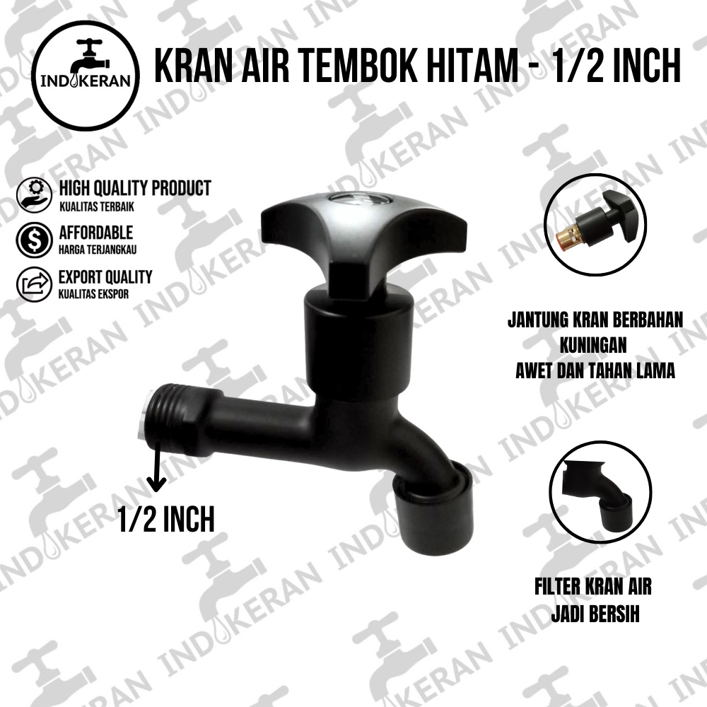 INDOKERAN - Kran Air Hitam Minimalis - 1/2 Inch