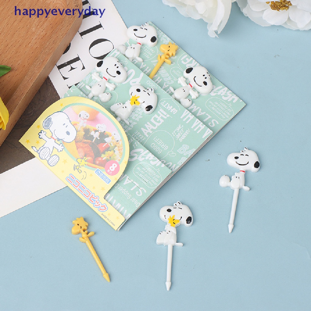 [happy] 8pcs Garpu Buah Hewan Mini Kartun Anak Snack Kue Dessert Pick Tusuk Gigi [ID]