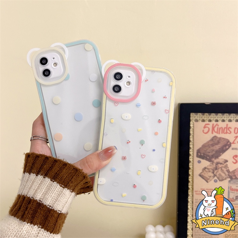 IPHONE Casing Kompatibel Untuk Iphone14 13 12 11 Pro Max X Xr Xs Max SE 8 7 6 6s Plus Pasangan Titik Gelombang Sederhana Casing Ponsel Transparan Anti Jatuh Halus Lembut Shockproof Cover Pelindung