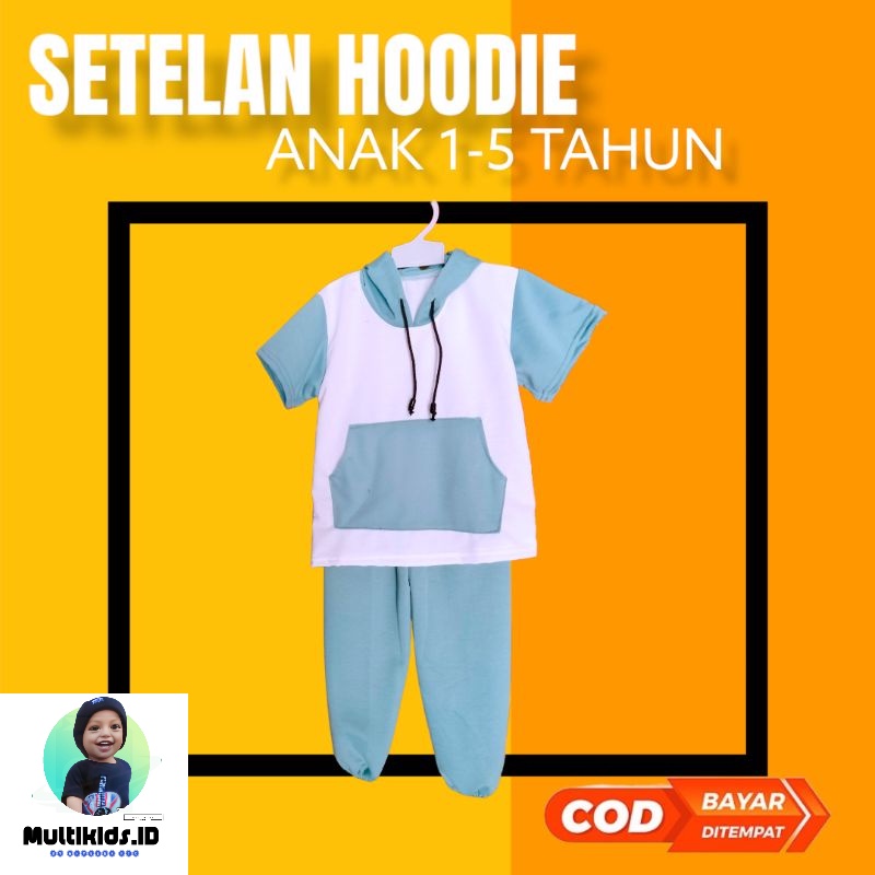 setelan anak unisex lengan panjang trendy hoodie tebal premium 1-5 tahun