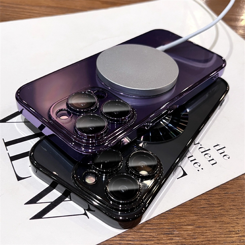 Cincin Magnetik Logam Mewah Untuk case iPhone 11 Pro Max case iPhone 14 12 13 Pro Max case 14 Promax Dengan Perlindungan Kamera Penutup Lensa Bening shockproof hard case