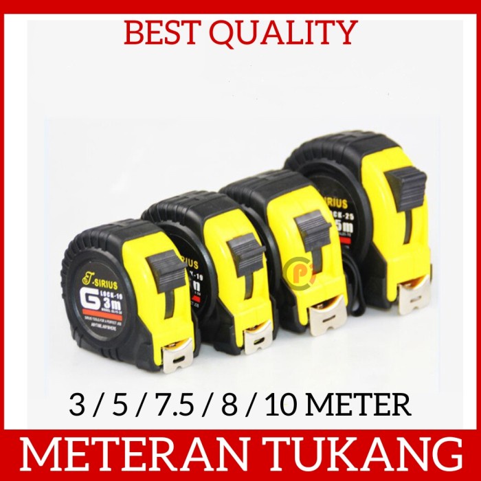 Meteran Tarik Alat Ukur Dimensi Tukang Measuring Tape 3 5 7.5 8 10 Mtr