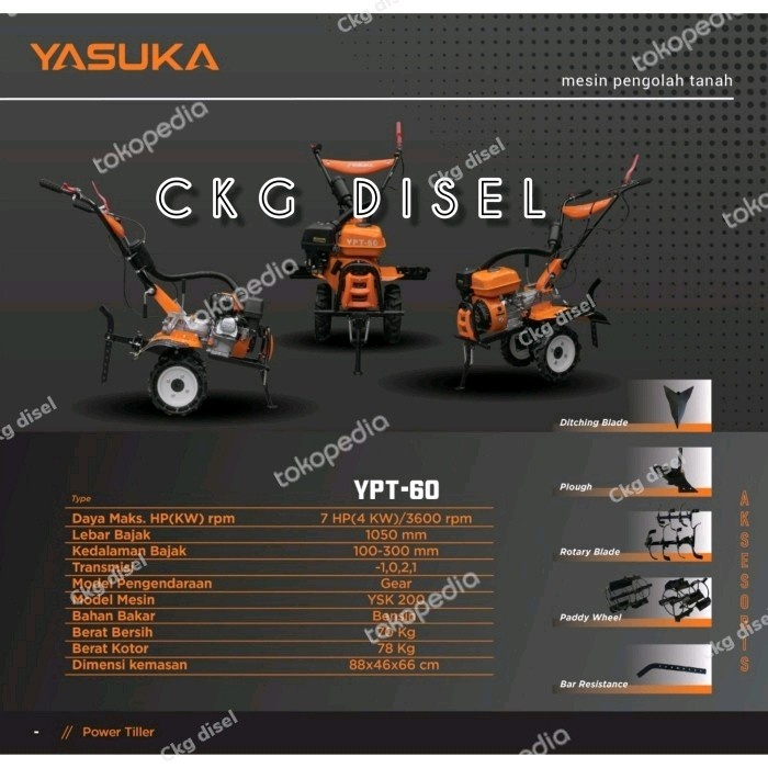 Traktor Tiller Yasuka Mesin Bajak Sawah Dan Ladang YPT-60