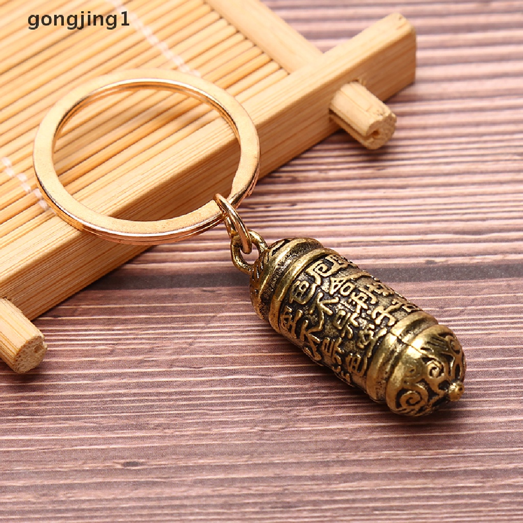 Ggg Hollow Kuningan Sutra Silinder Liontin Gantungan Kunci Pill Box Container Bottle Keychains ID