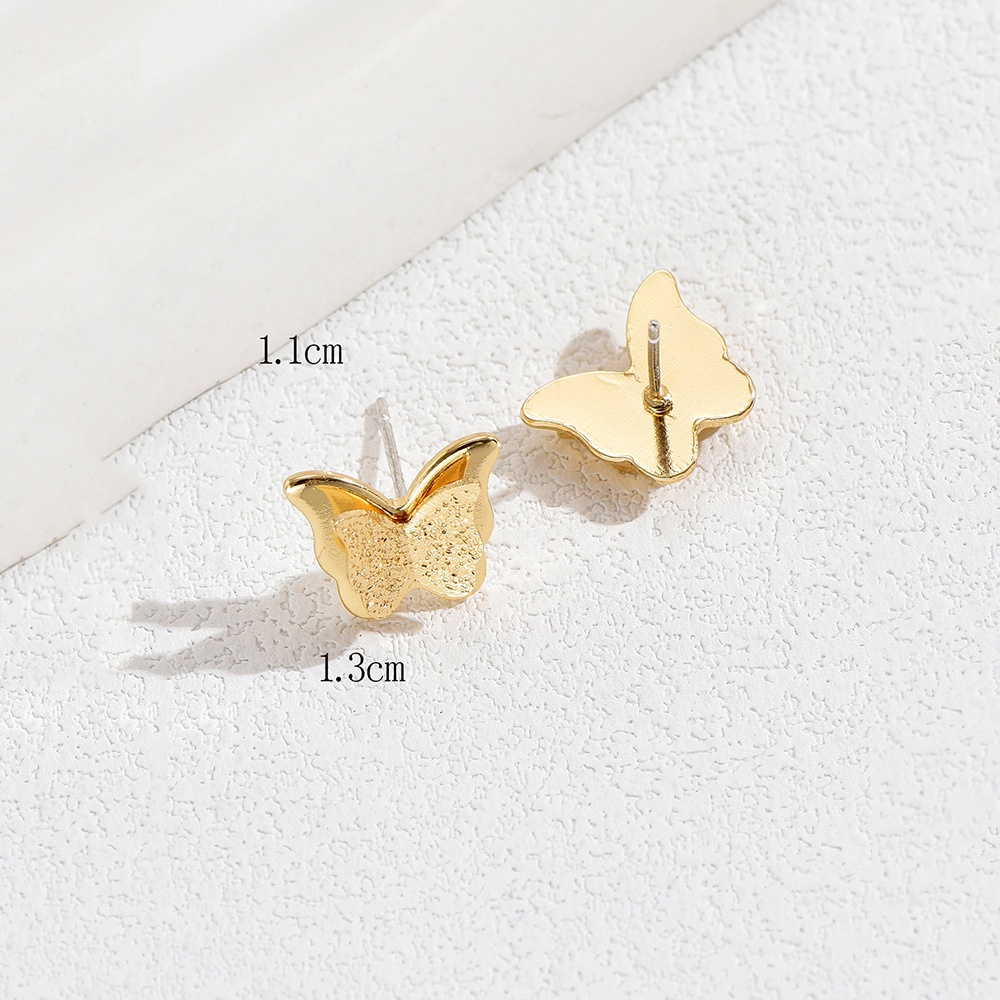 Anting Tusuk Kupu-Kupu Kecil Warna Emas Lucu Untuk Wanita Perhiasan Logam Minimalis Hadiah Pesta