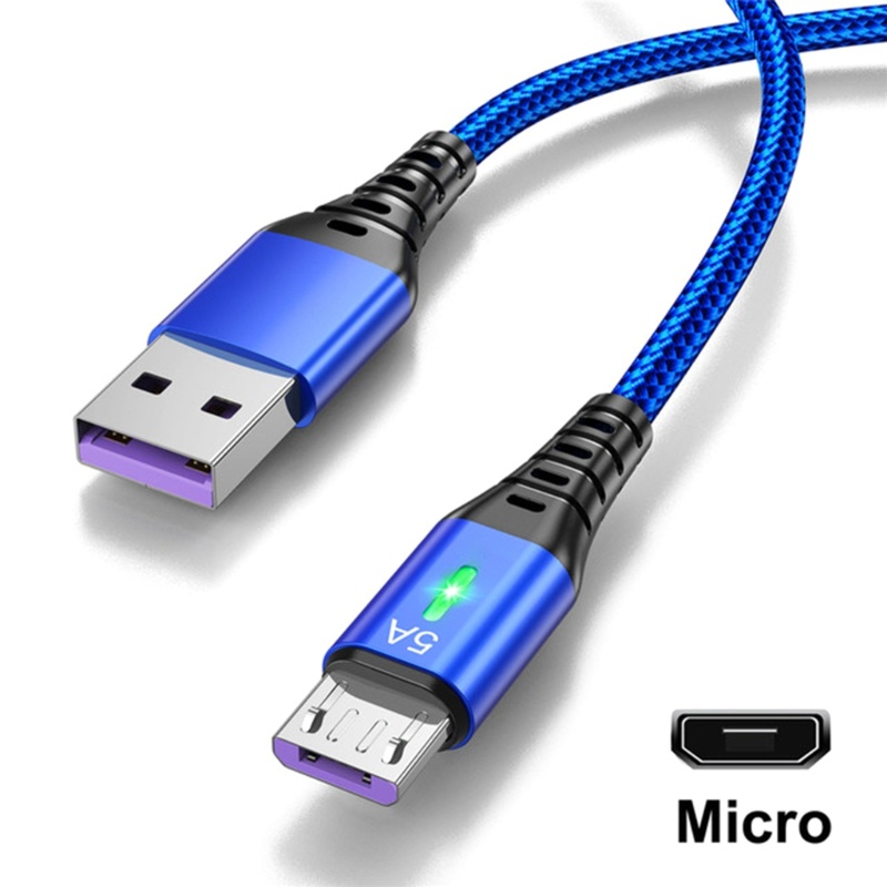 Zzz 5A Kabel Lampu Led USB Ke MicroUSB Fast Charging Data Cord Nylon Braided