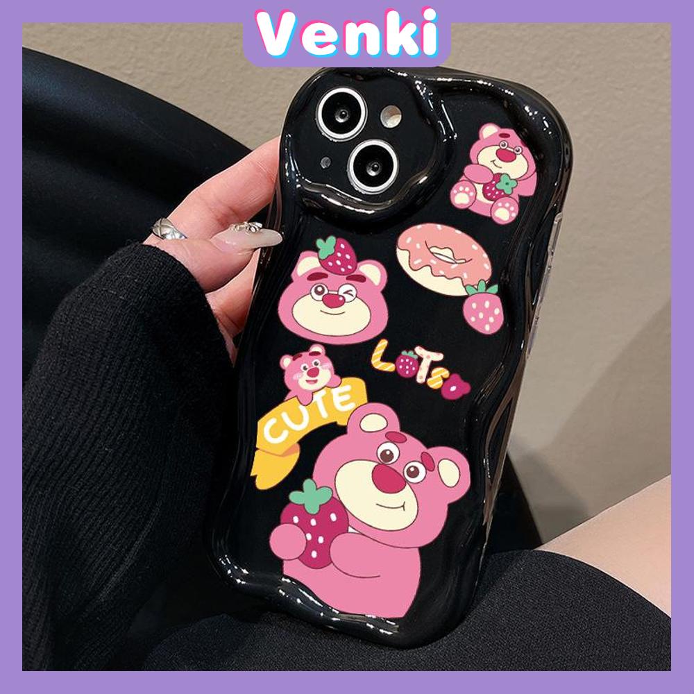 Case for iPhone 11 Pro Max TPU Soft Glossy Curved Wave Case Cute Cartoon Bear Camera Protection Shockproof For iPhone 14 13 12 11 Plus Pro Max 7 Plus X XR