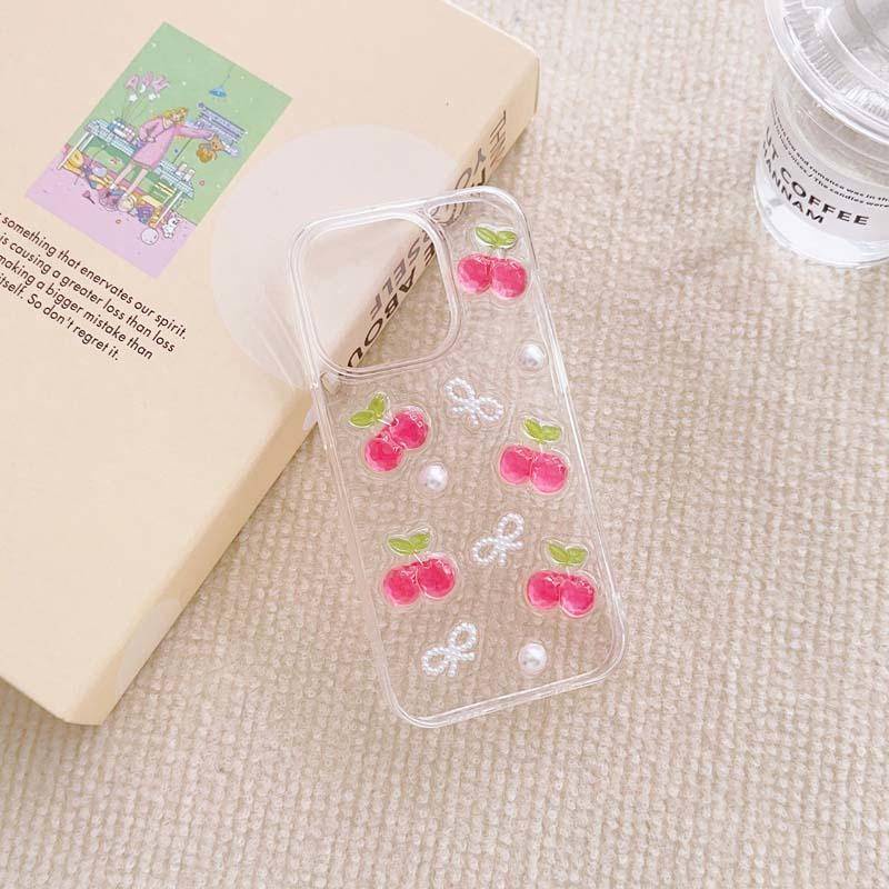 Casing Ponsel Epoxy Buah 3D Lucu Untuk iPhone 14 13 12 11 Pro MAX Plus Mini Glitter Bening Lembut Silicone Cover Musim Panas Shell Untuk iPhone X XS MAX XR 7 8 Plus SE 2022 2020