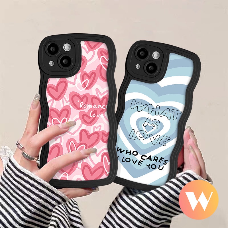 Casing Cinta Hati Pasangan Romantis Redmi Note11 9 10s 9s 11Pro 8 10 11s 10Pro Max Redmi 9C NFC 10A A1+10 9T 9A 10C 9 A1 POCO M3 X3 NFC Pro Mi 11T Pro Wavy Edge Soft Tpu Sarung