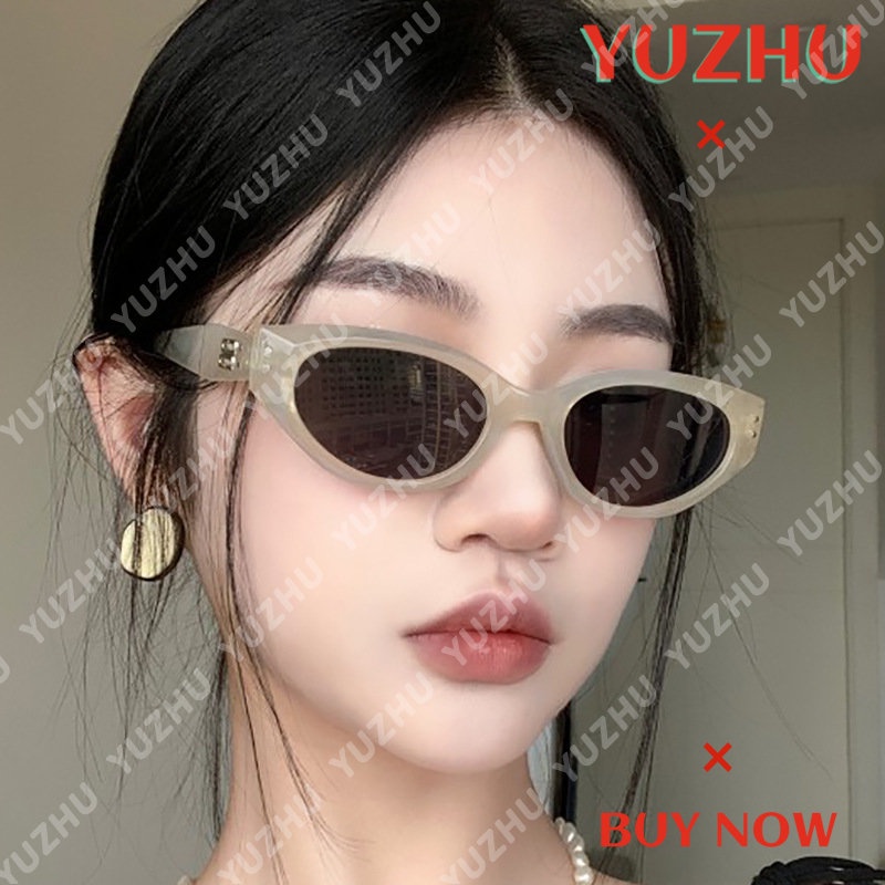 (YUZHU) Korea Fashion Beras Spike Tidak Teratur Mata Kucing Kacamata Hitam Vintage Fashion Bingkai Kecil Premium Sense Sunglasses