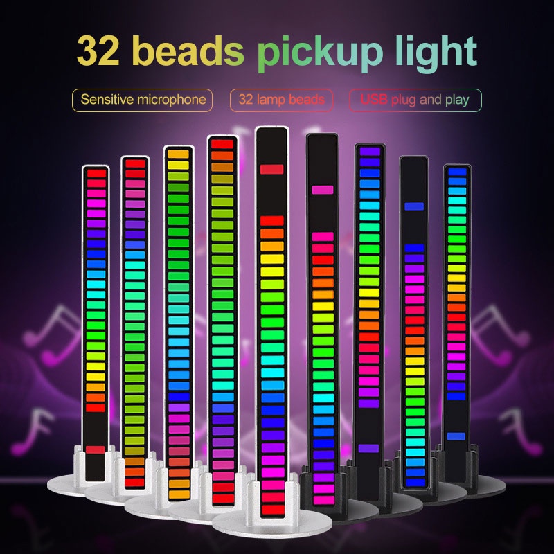 Lampu LED RGB Bar Voice Control Synchronous Rhythm Light Internet Popular Colorful Music Ambient Light Car