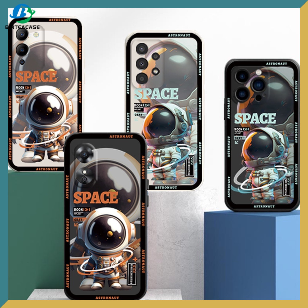 Redmi Note 11S 11 Pro Redmi 10C 10A 9C 9T Note10 5G Note 10S Note 9poco M3 Pro X3 Pro NFC Orange Astronot Dan Astronot Hijau Casing Ponsel Silikon Lembut Binteacase