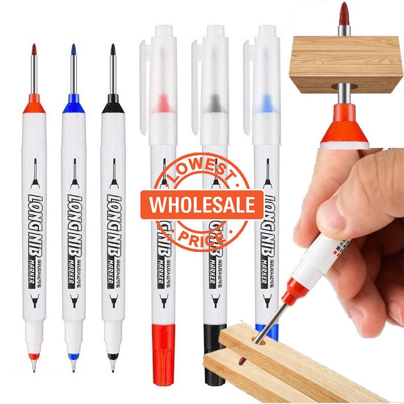 [Harga Grosir] 1PC Penanda Nib Panjang Serbaguna 20mm Kepala Penanda Ekstensi Lubang Dalam Tahan Air Mekanik Pertukangan Pen Konstruksi Marking Pen