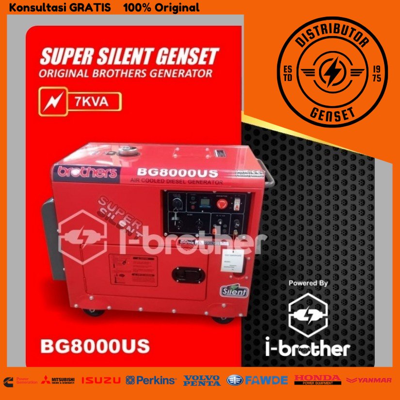 Genset Diesel 7 KVA - Genset Solar 7 Kva | BROTHER BG 8000 US | Japan technology