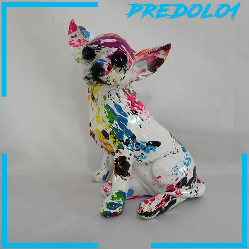 [Predolo1] Patung Graffiti Chihuahua Bahan Resin Kerajinan Patung Hewan Untuk Kamar Hadiah Kekasih Anjing