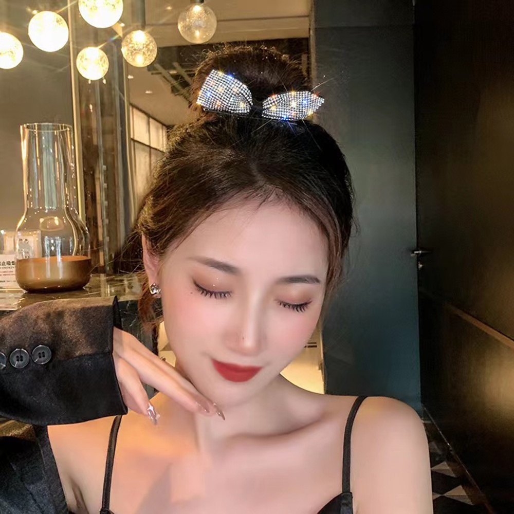 Jisoo Gaya Yang Sama Bow Knot Hair Clips Shiny Bow Sweet Aksesoris Rambut Gadis Klip Samping Elegan