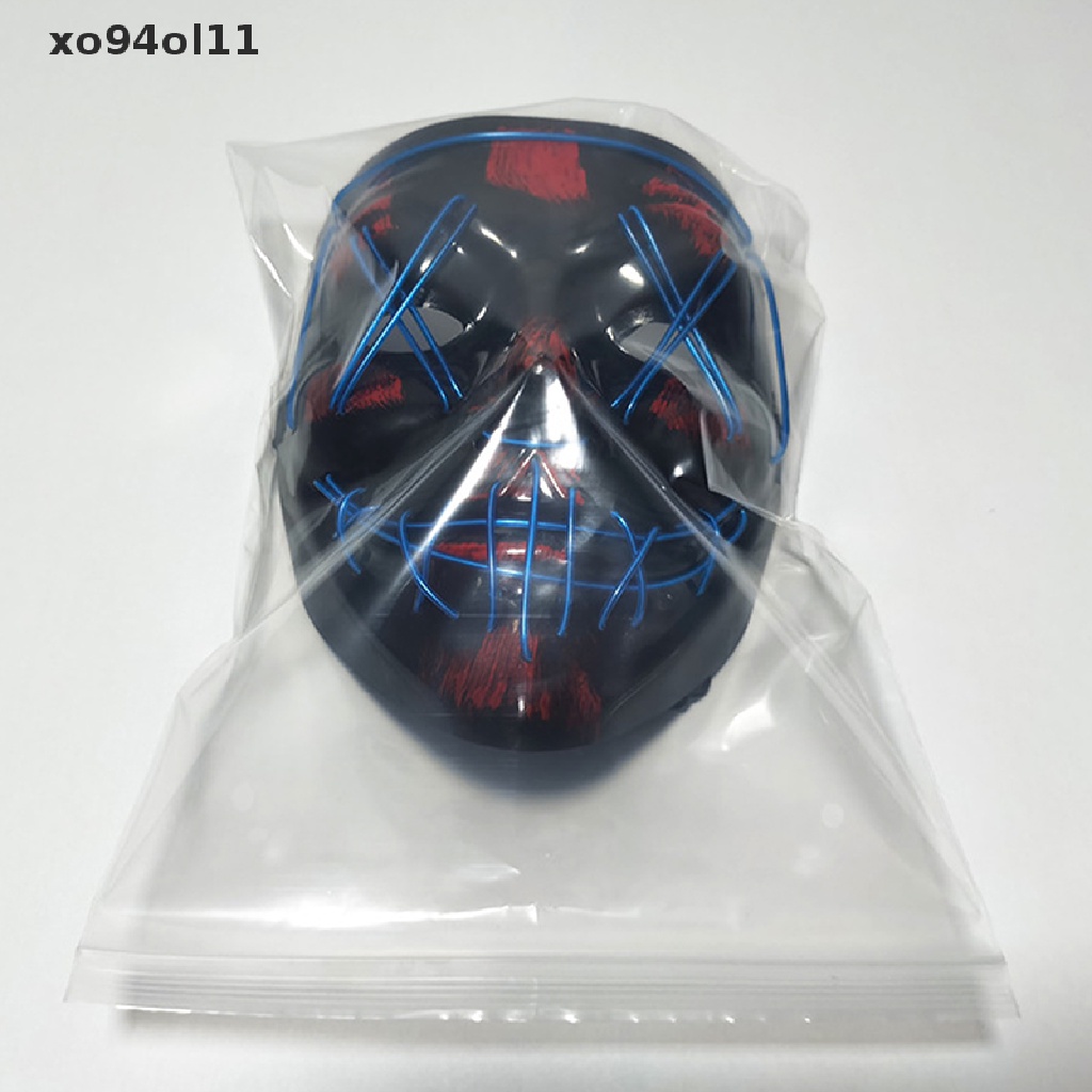 Xo Halloween Topeng LED Pesta Menyala Topeng Warna Campur Glow In Dark Cosplay Mask OL