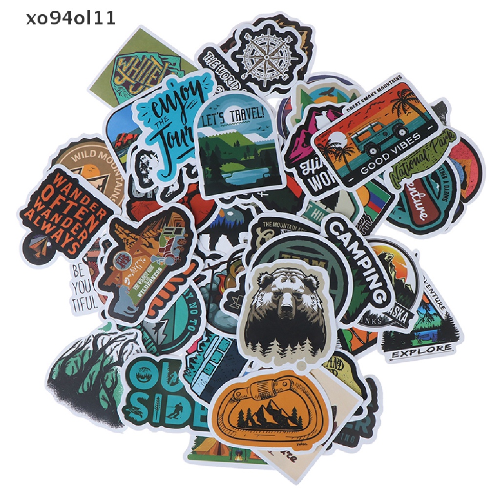 Xo 50Pcs Camping Landscape Sticker Outdoor Adventure Koper Laptop Gitar Stiker OL