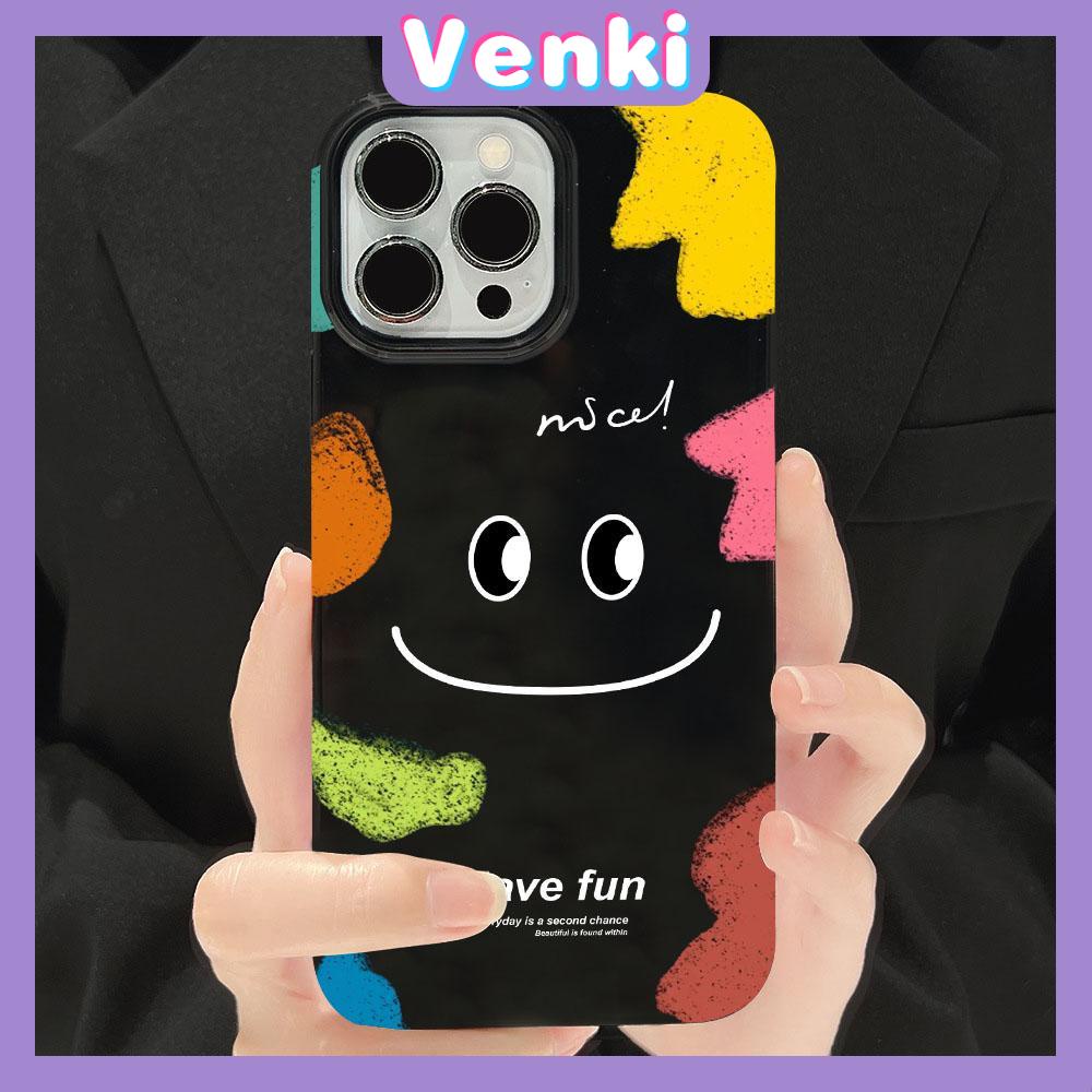 Case for iPhone 11 Soft TPU Glossy Black Candy Case Color Pigment Big Smiley Camera Protection Shockproof For iPhone 14 13 12 11 Pro Max 7 8 Plus X XR