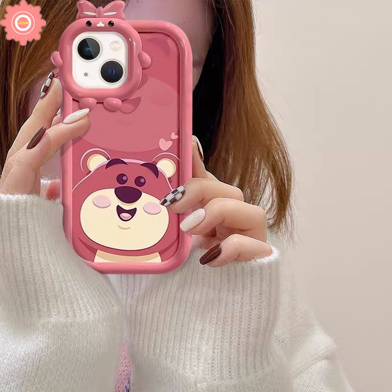 Case Strawberry Bear Manyo Redmi A1 9 10C 10A 9T A1+10 9C 9A Note 10s 11s 11 Pro+8 9 10 Pro POCO X3 Pro NFC M3 Mi 11 Lite Kartun 3D Ikatan Simpul Little Monster Lens Soft Case