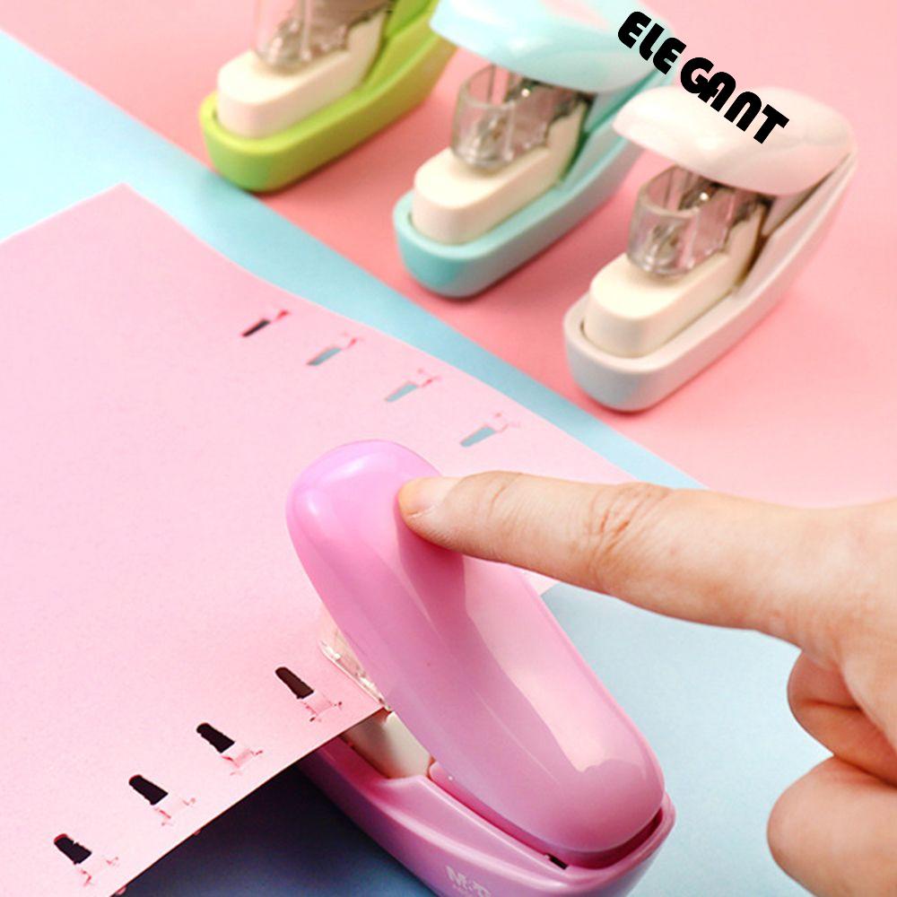 [Elegan] Staple Free Stapler Portable Candy Color Nyaman Kantor Sekolah Alat Tulis Tanpa Staples Kertas File Pengikat